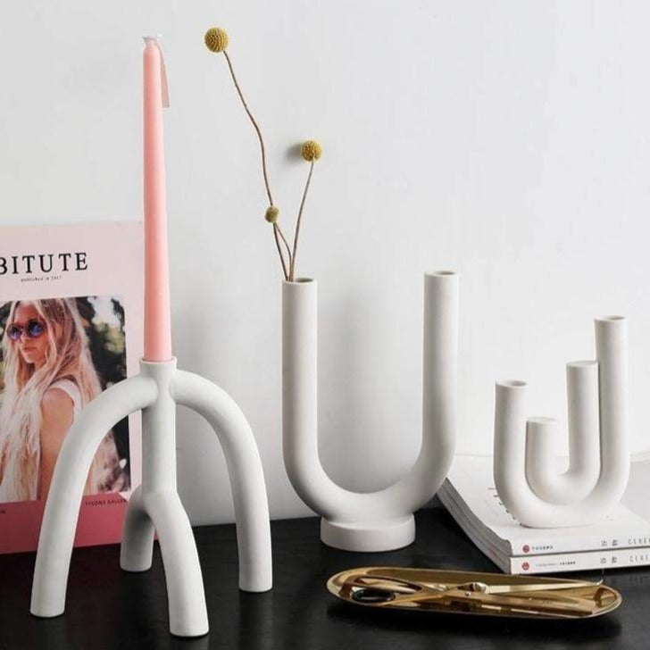 Abstract Arch Ceramic Candle Holders