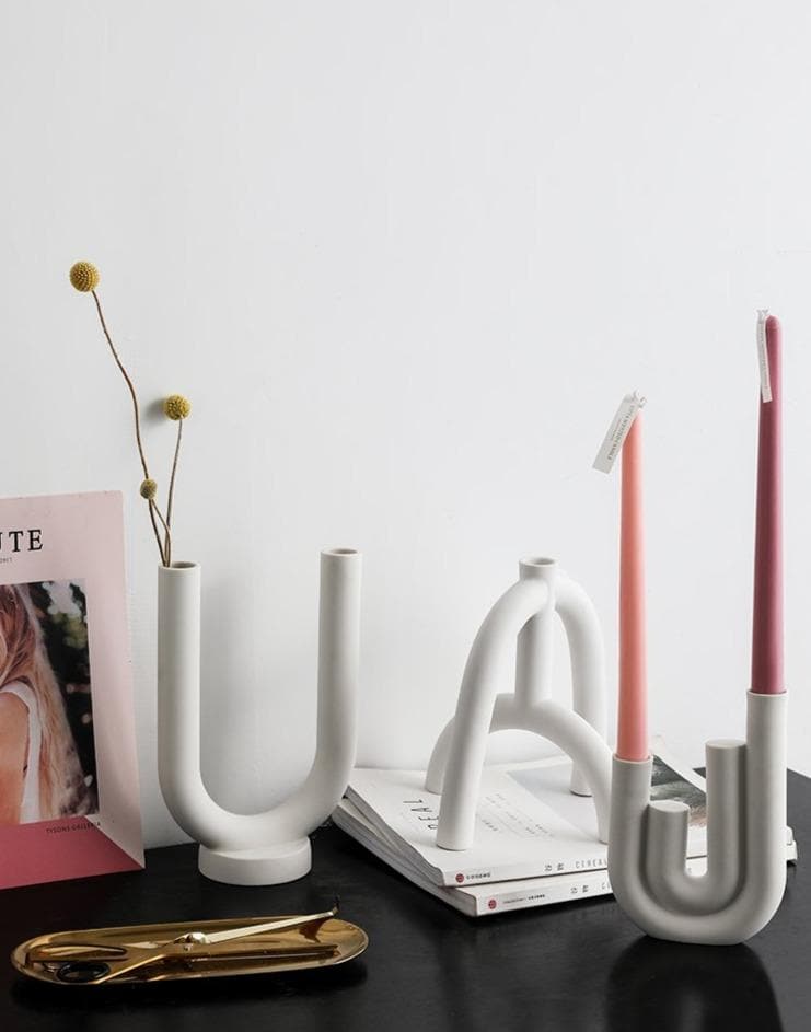 Abstract Arch Ceramic Candle Holders