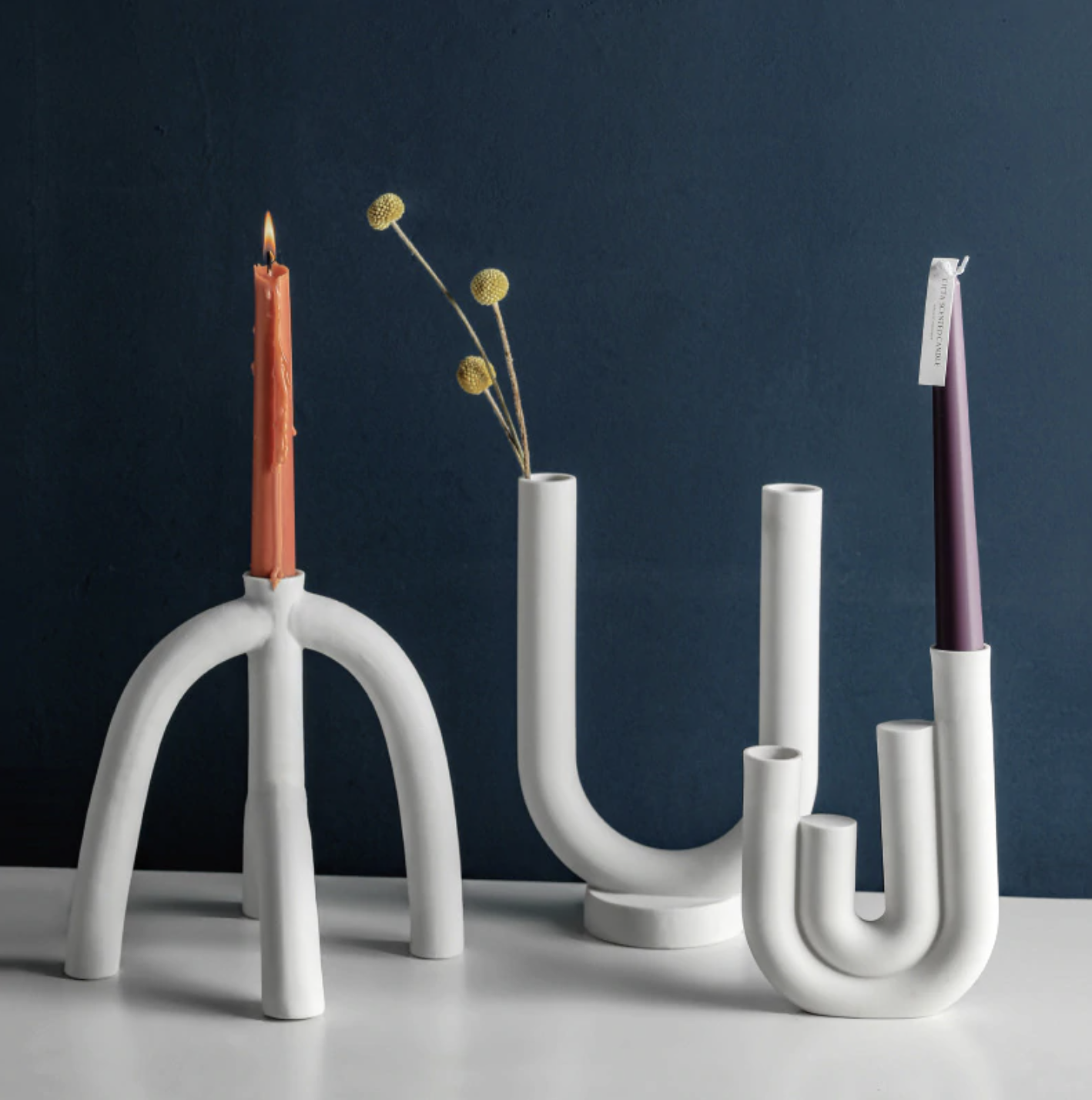 Abstract Arch Ceramic Candle Holders