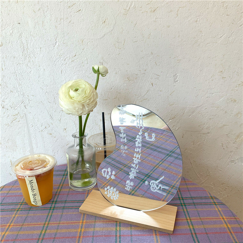 Abstract Cut Glass Mirror on Wood