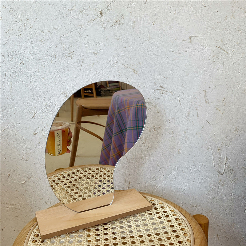 Abstract Cut Glass Mirror on Wood