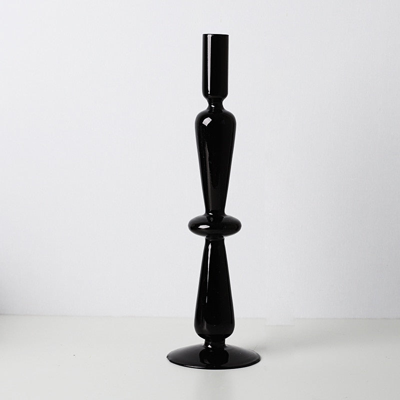 All Black Glass Candle Holders