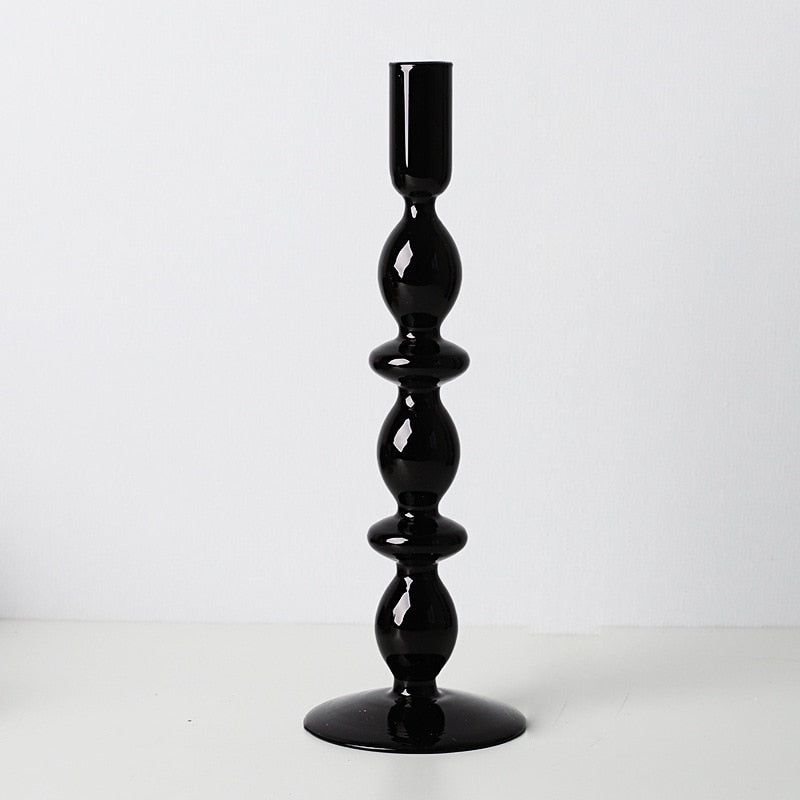 All Black Glass Candle Holders