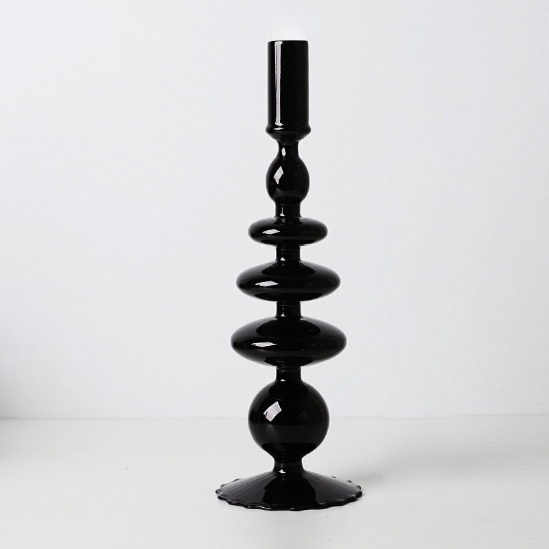 All Black Glass Candle Holders