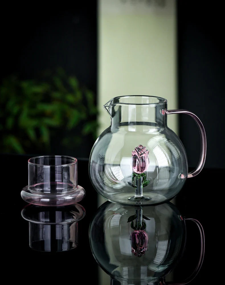Blossom Glass Teapot and Cup Set