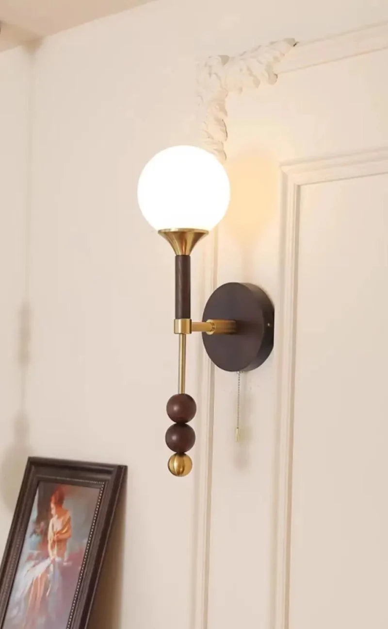 Colonia Vintage Wood and Glass Globe Lamps