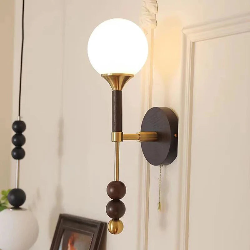 Colonia Vintage Wood and Glass Globe Lamps