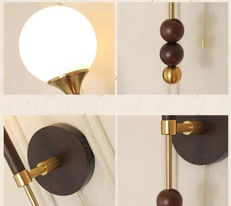 Colonia Vintage Wood and Glass Globe Lamps