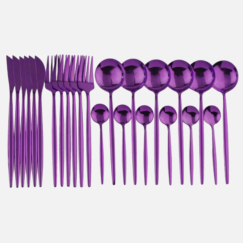 Color Metallics 24 Piece Flatware Set