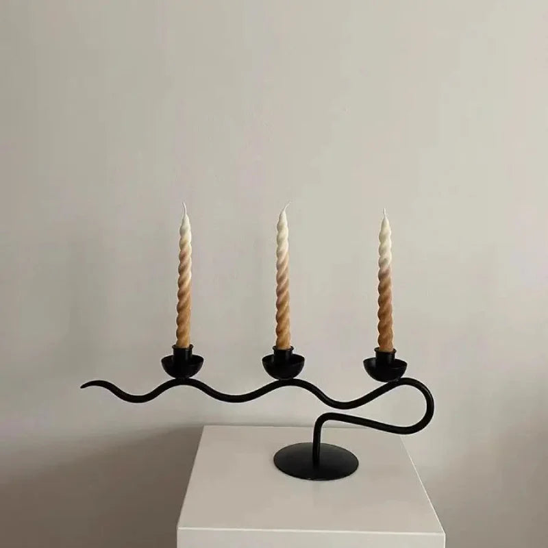 Deco Wave Iron Candle Holder
