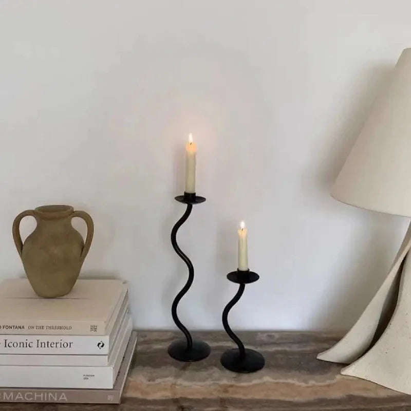 Deco Wave Iron Candle Holder