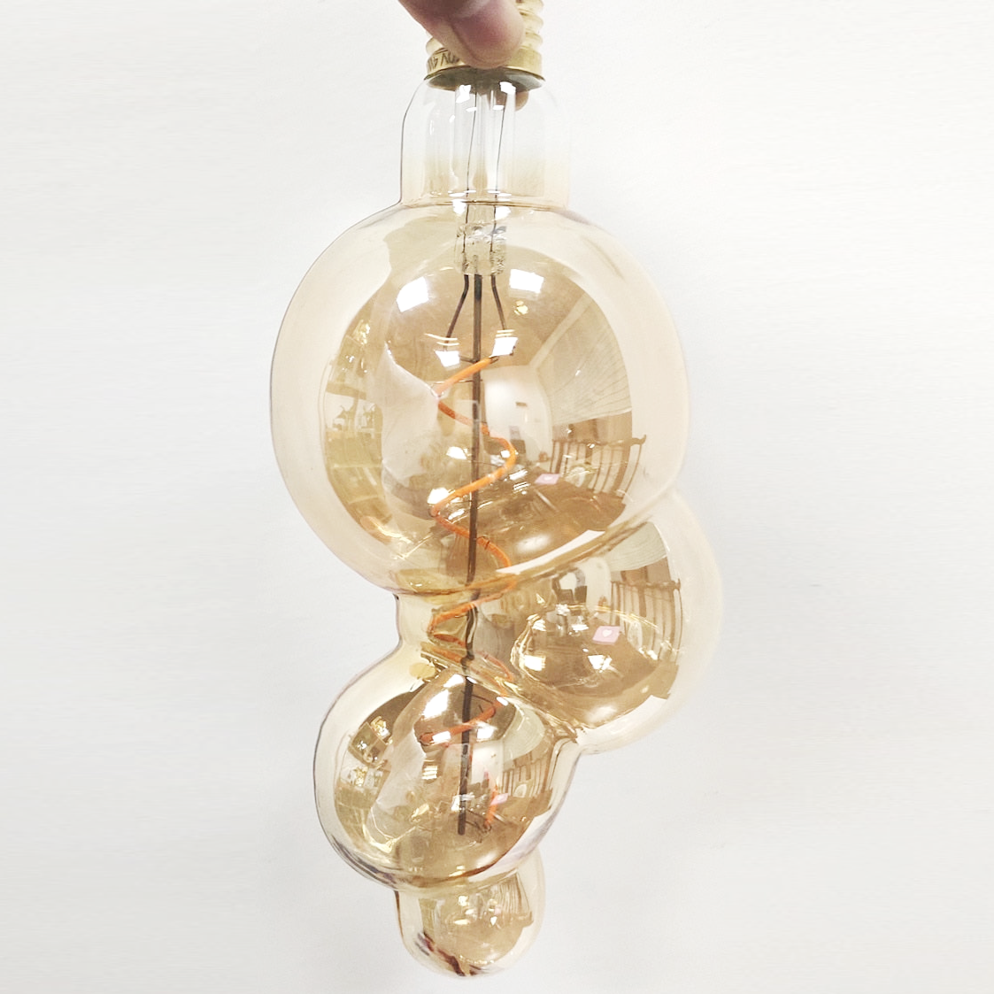 Dramatic Bubble LED Amber Glass Filament Bulb & Pendant Light Socket
