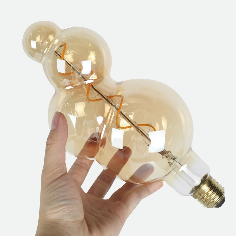 Dramatic Bubble LED Amber Glass Filament Bulb & Pendant Light Socket