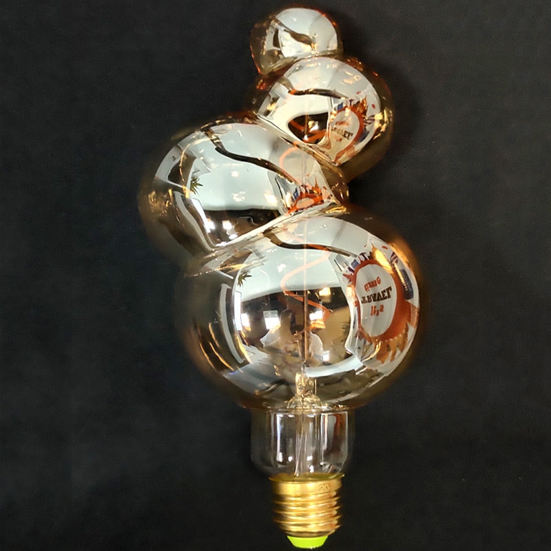 Dramatic Bubble LED Amber Glass Filament Bulb & Pendant Light Socket