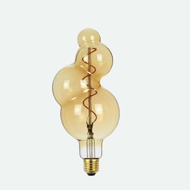 Dramatic Bubble LED Amber Glass Filament Bulb & Pendant Light Socket