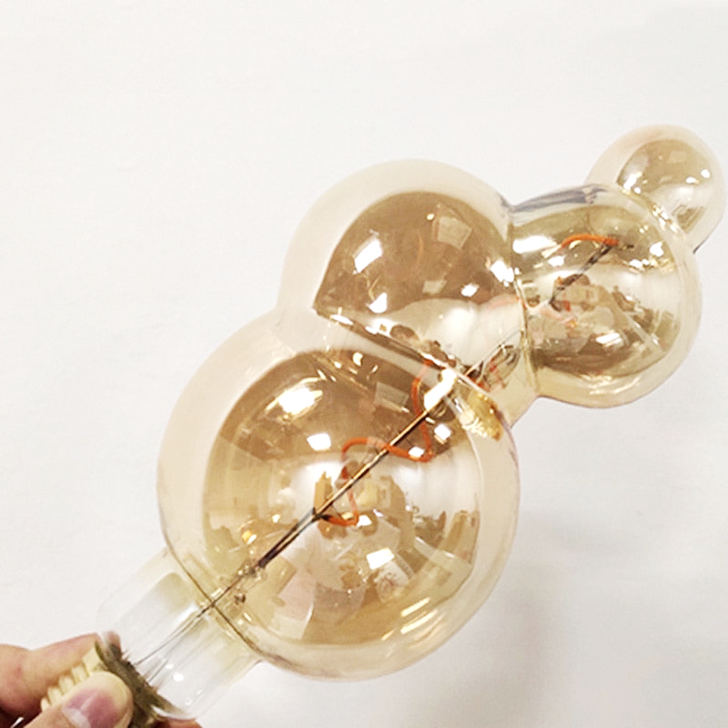 Dramatic Bubble LED Amber Glass Filament Bulb & Pendant Light Socket