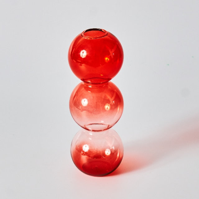 Gradient Red Glass Candle Holders