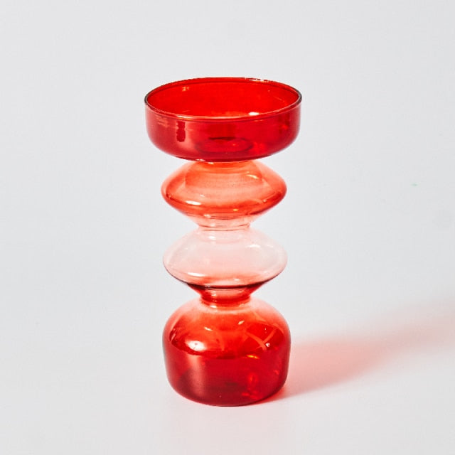Gradient Red Glass Candle Holders