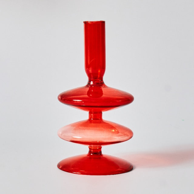 Gradient Red Glass Candle Holders