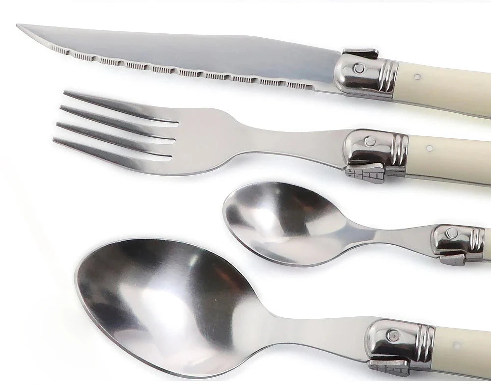 Ivory Laguiole Style Flatware Cutlery Set