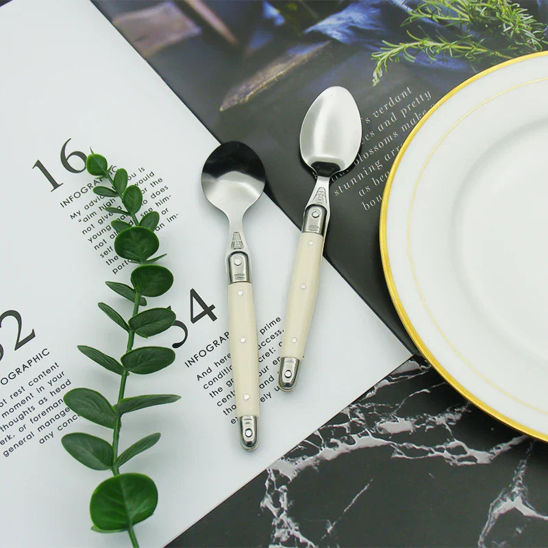 Ivory Laguiole Style Flatware Cutlery Set