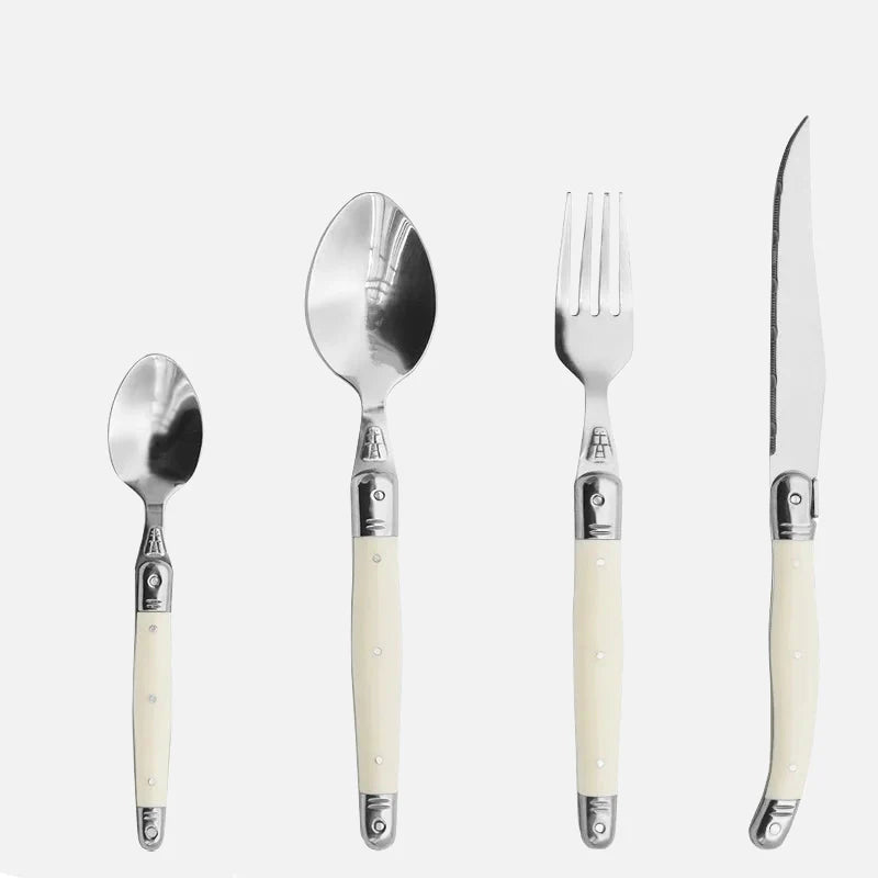 Ivory Laguiole Style Flatware Cutlery Set