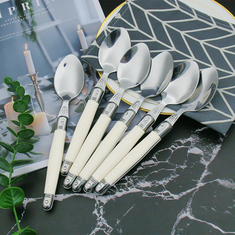 Ivory Laguiole Style Flatware Cutlery Set
