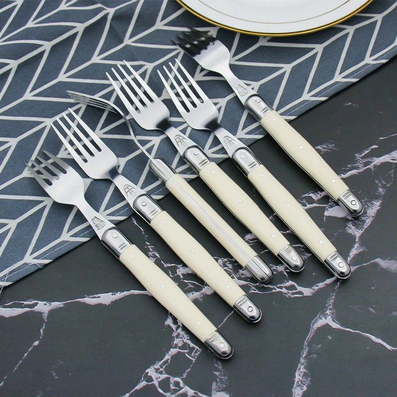 Ivory Laguiole Style Flatware Cutlery Set