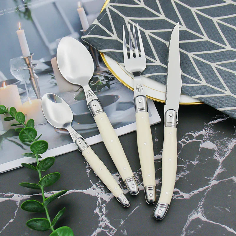 Ivory Laguiole Style Flatware Cutlery Set
