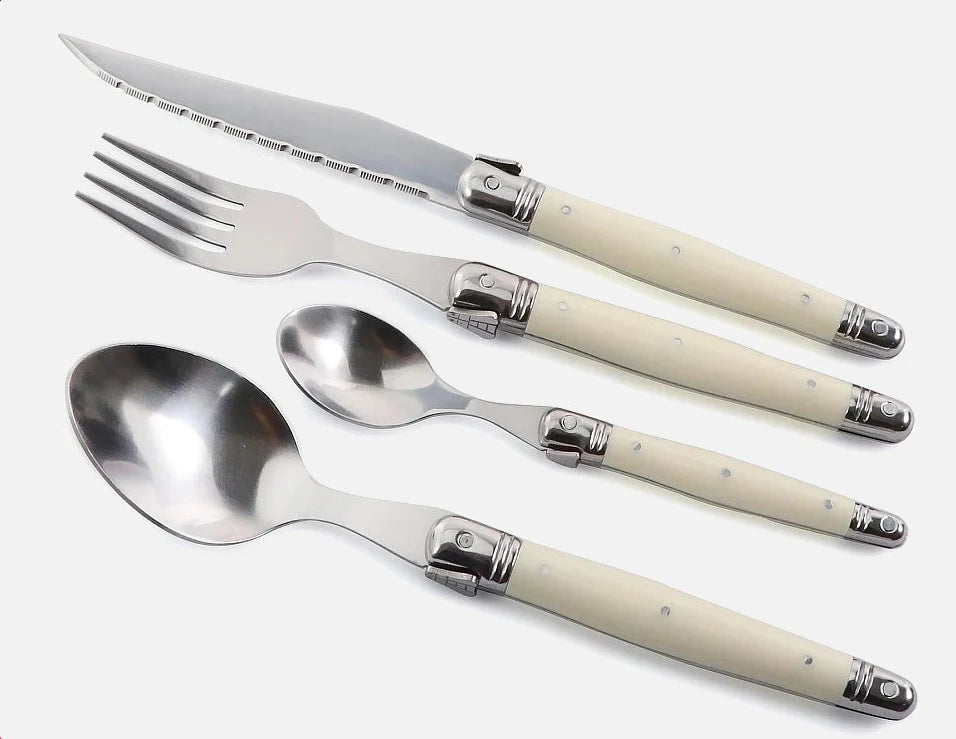 Ivory Laguiole Style Flatware Cutlery Set