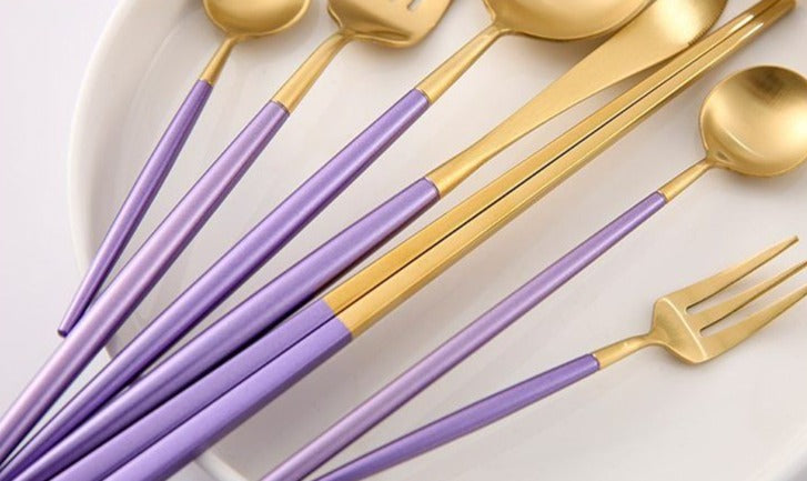 Lilac Gold Stainless Steel Flatware Set