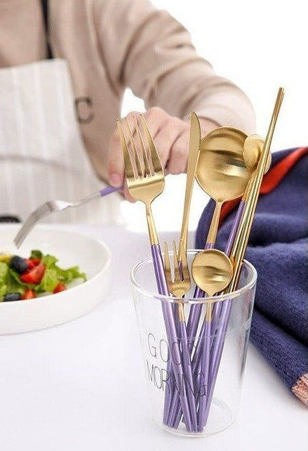 Lilac Gold Stainless Steel Flatware Set