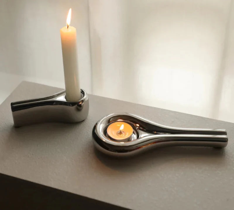 Luxury Electroplating Ceramic Candlestick