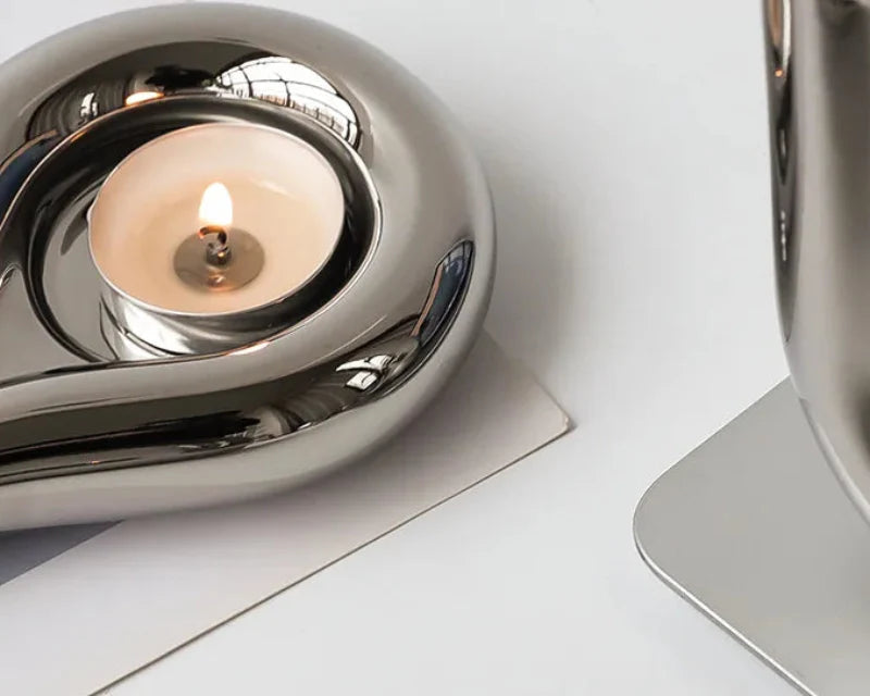 Luxury Electroplating Ceramic Candlestick
