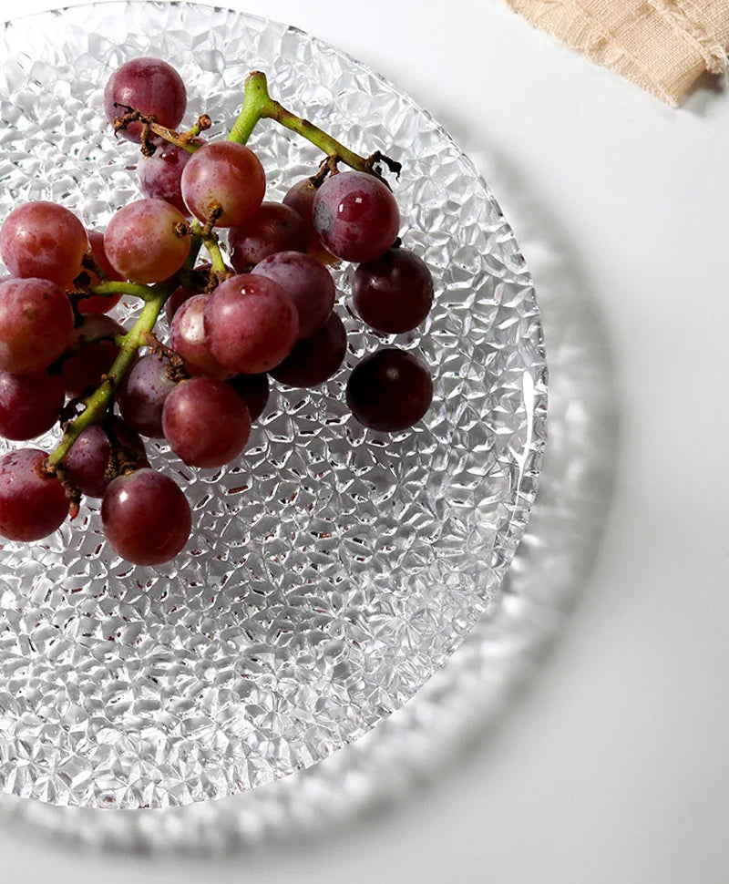 Rain-drop Embossed Glass Dinner Plates