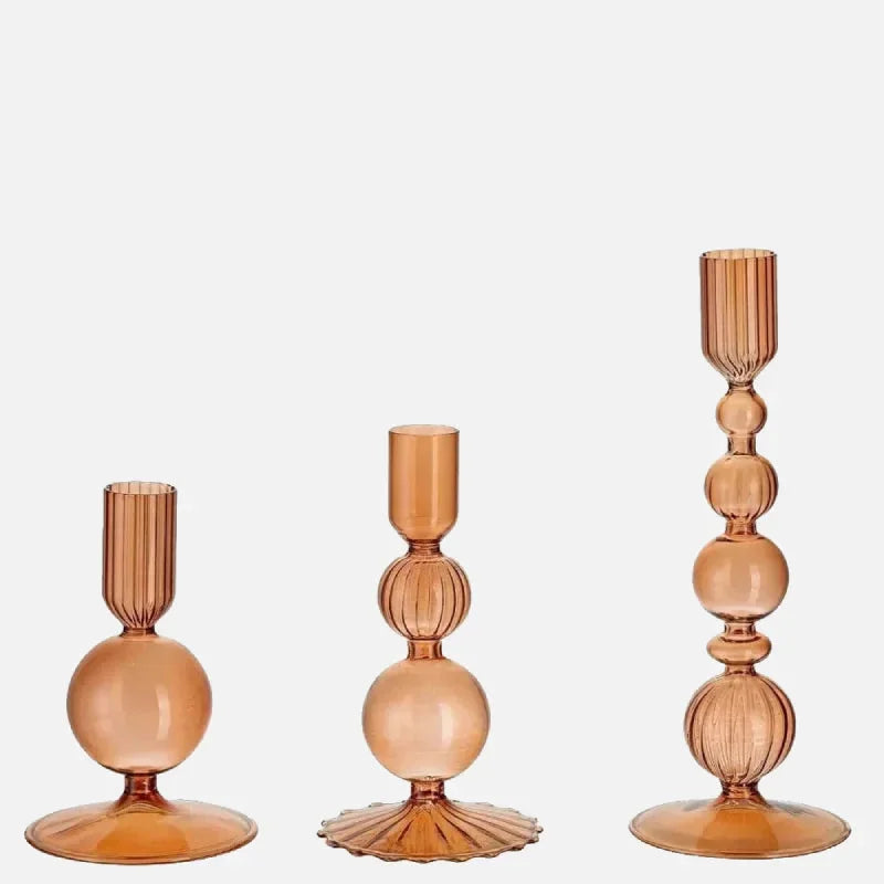 Amora Glow Glass Candle Holder Set