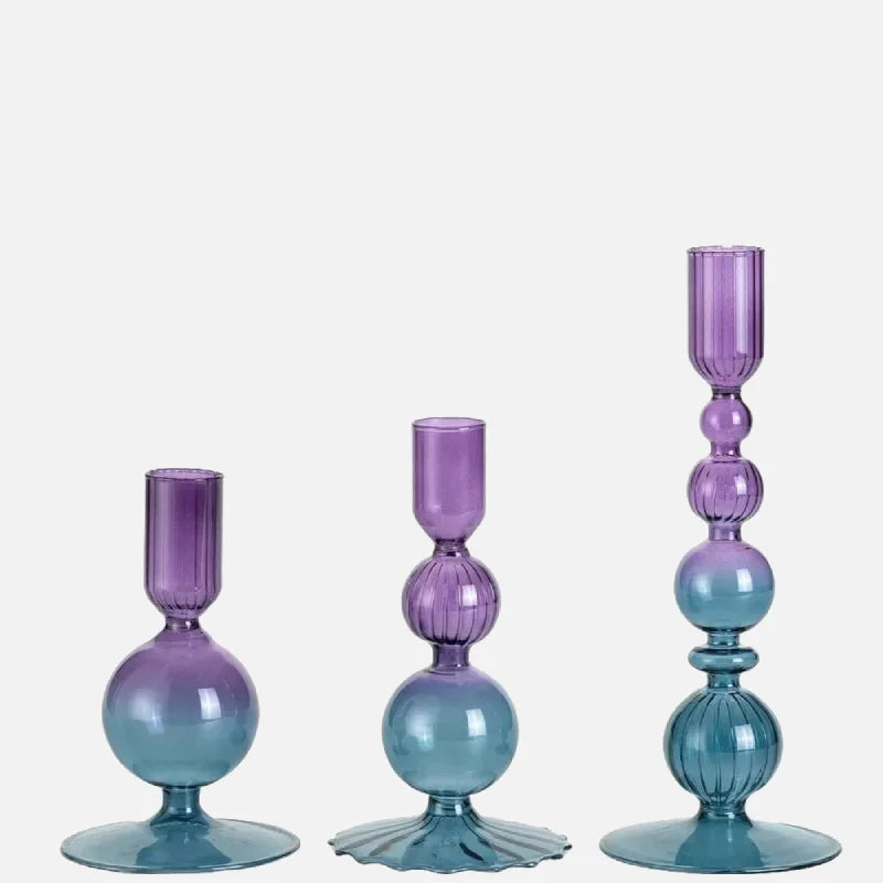 Amora Glow Glass Candle Holder Set