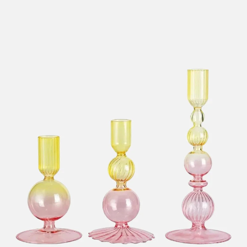 Amora Glow Glass Candle Holder Set