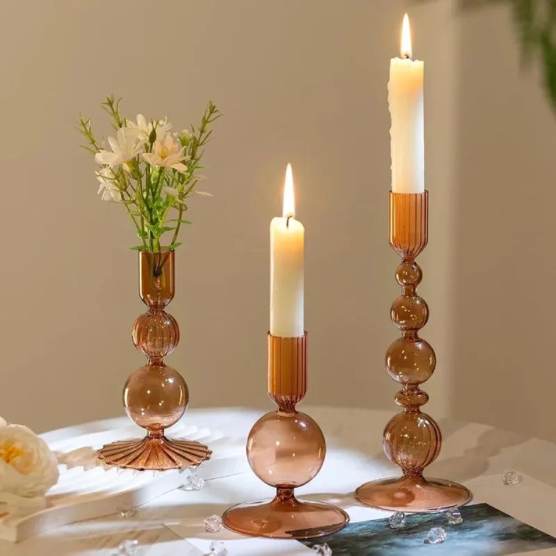 Amora Glow Glass Candle Holder Set