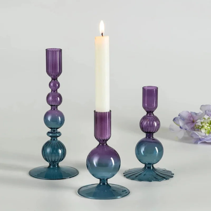 Amora Glow Glass Candle Holder Set