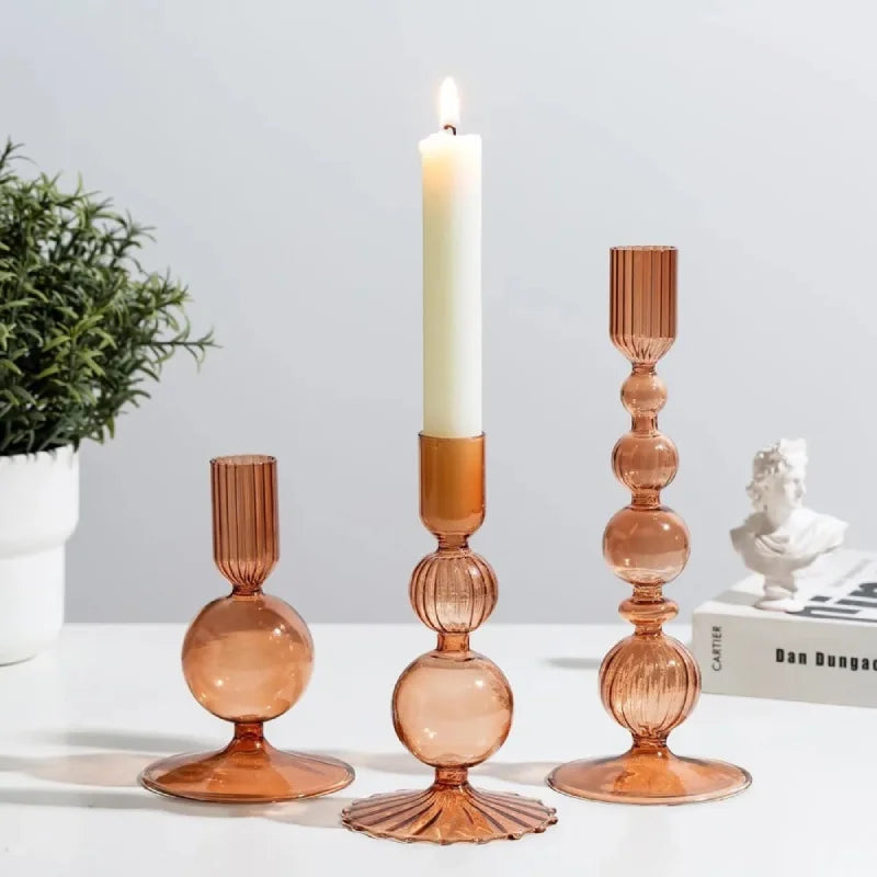 Amora Glow Glass Candle Holder Set