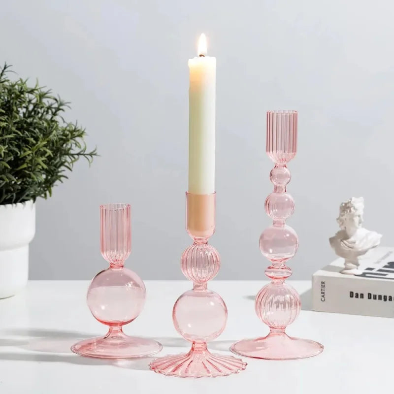 Amora Glow Glass Candle Holder Set