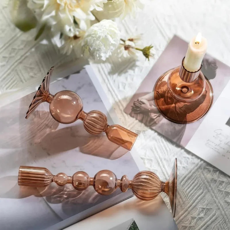 Amora Glow Glass Candle Holder Set