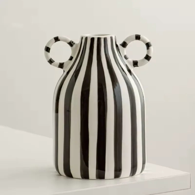 Stripe Loop Ceramic Vase