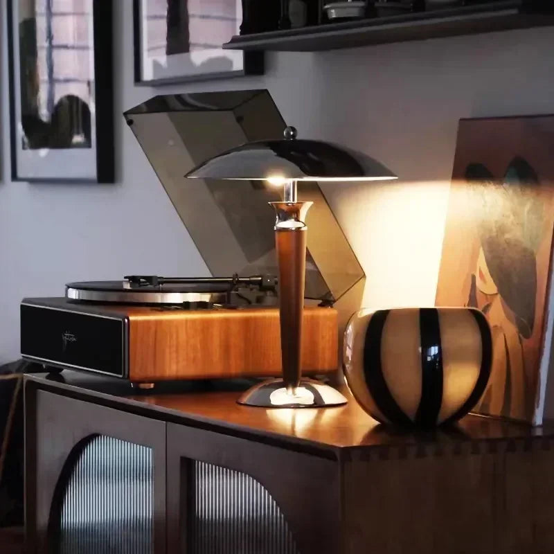 Polaris Wood & Chrome Desk Lamp
