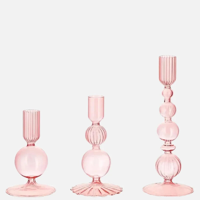 Amora Glow Glass Candle Holder Set
