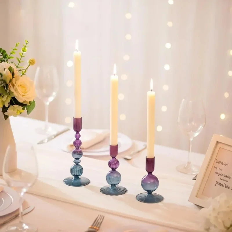 Amora Glow Glass Candle Holder Set