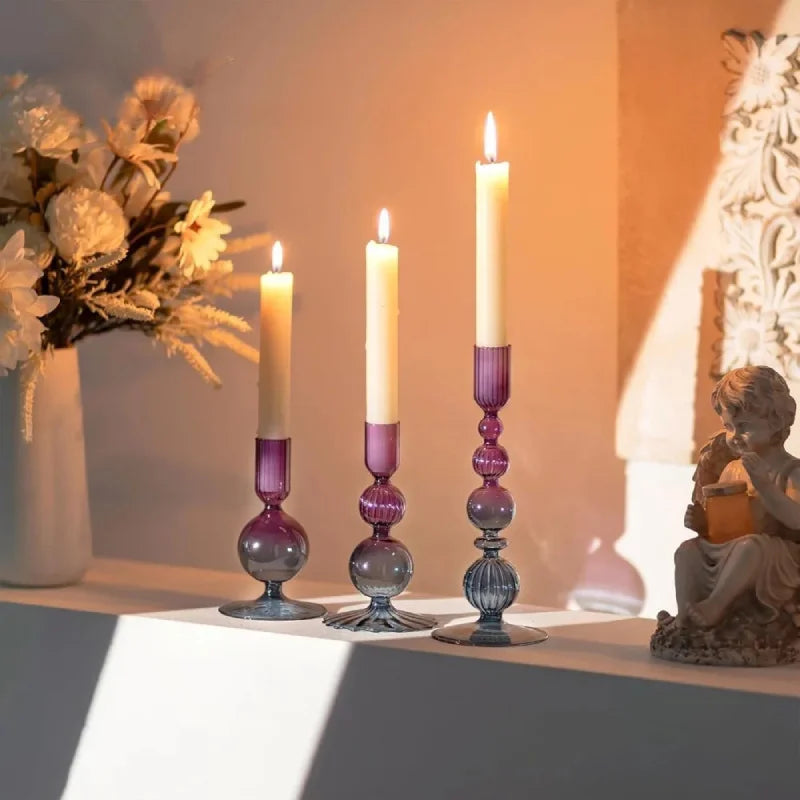 Amora Glow Glass Candle Holder Set