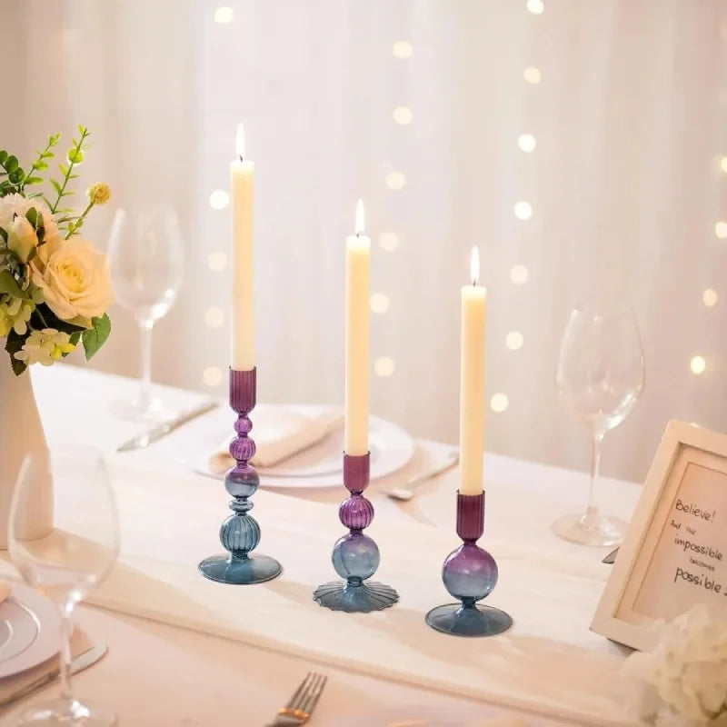 Amora Glow Glass Candle Holder Set