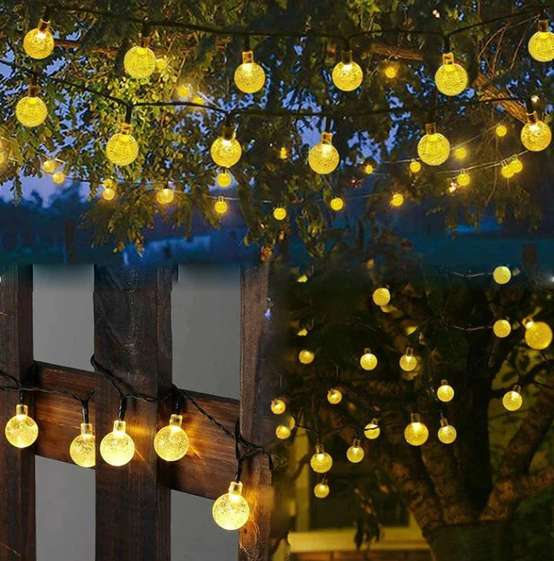 Solar Crystal Globe LED String Lights